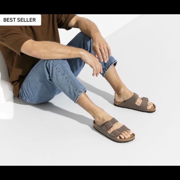 NWT Mens Birkenstock Arizona Birks-Flor Sandals in Mocha - Picture 3 of 11